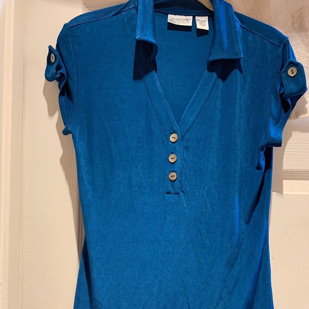 SALE!!! Gorgeous teal colored silk CHICO's top